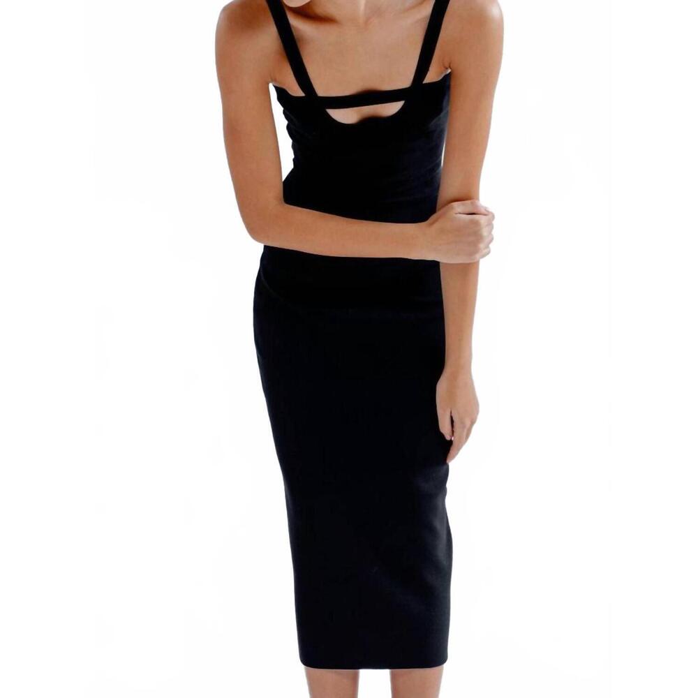 NEW ZEYNEP ARCAY u-neck knit midi dress in black